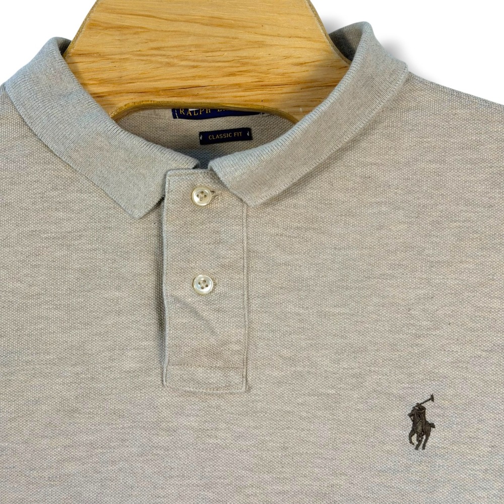Polo Ralph Lauren Polo Shirt Men XL Beige Tan Classic Fit Short Sleeve Golf Prep